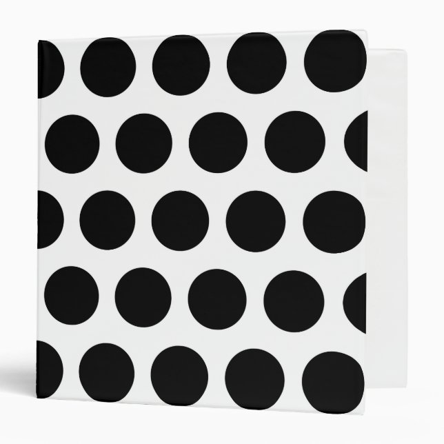 Big White and Black Polka Dots 3 Ring Binder (Front/Inside)