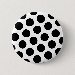 Big White and Black Polka Dots Button