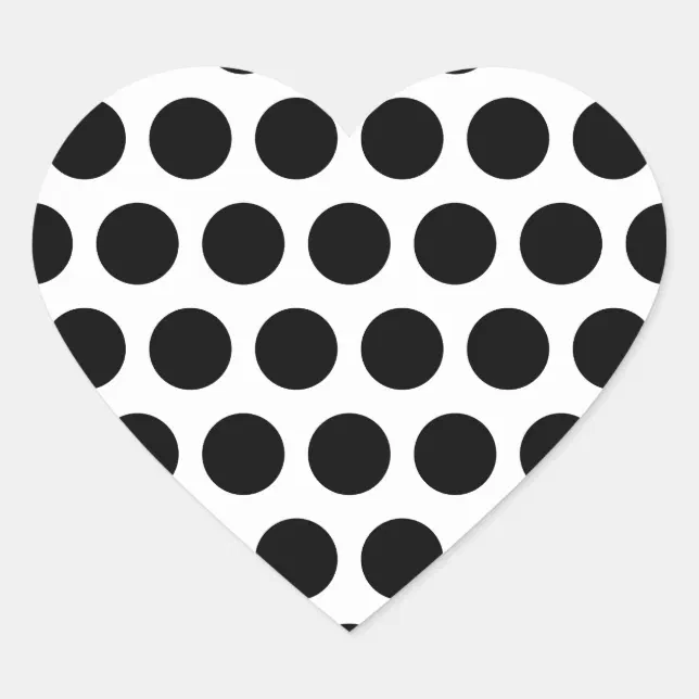 Big White and Black Polka Dots Heart Sticker | Zazzle