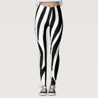 Big White and Black Zebra Pattern Leggings