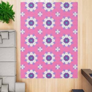 Big white and purple flowers Geometric Rug