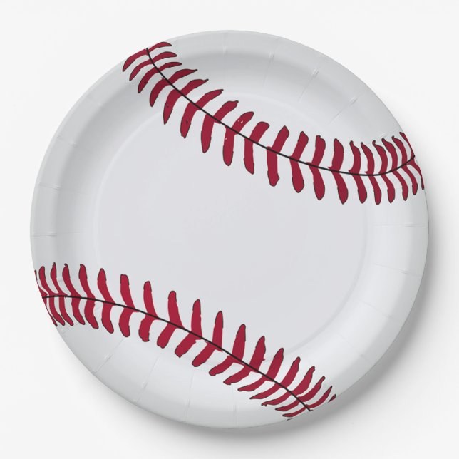 Big White Baseball Paper Plates (Front)