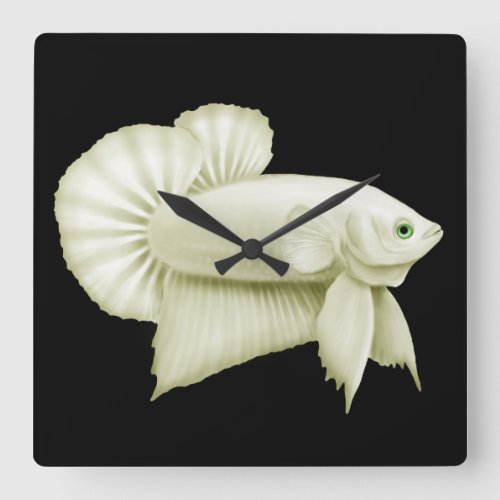 Big White Betta Splendens Fish Wall Clock