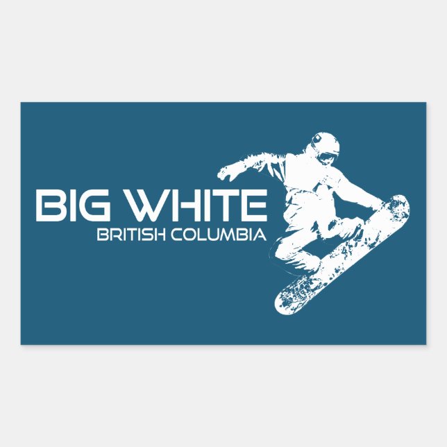 Big White British Columbia Snowboarder Rectangular Sticker (Front)