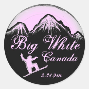 Big White Canada light pink snowboard art stickers