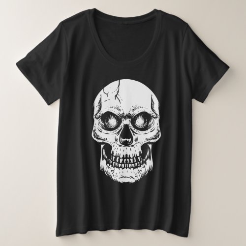 Big White Cool Skull Design Plus Size T_Shirt