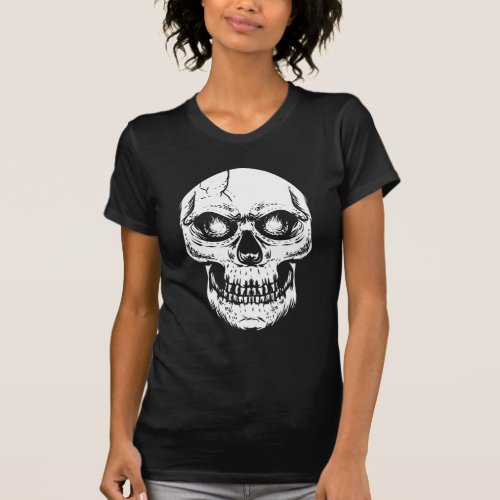 Big White Cool Skull Design T_Shirt