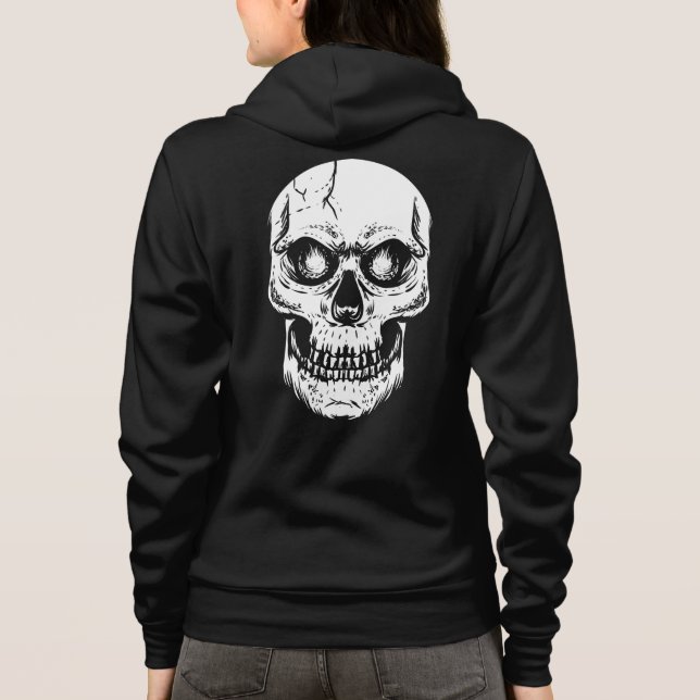 Big White Cool Skull Women's Full-Zip Hoodie Shirt (Back)