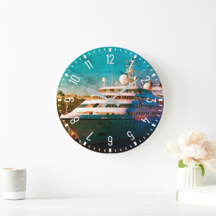 Big White Cruise Ship Large Clock