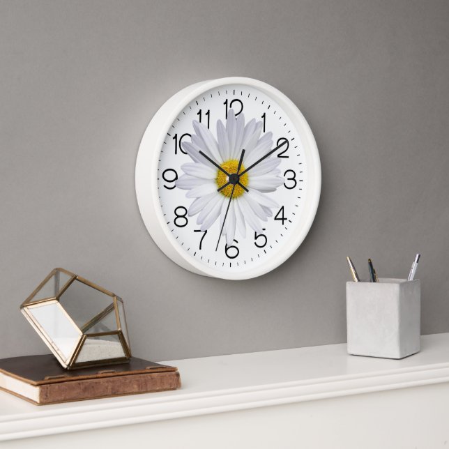 Big White Daisy On White Clock (Office)