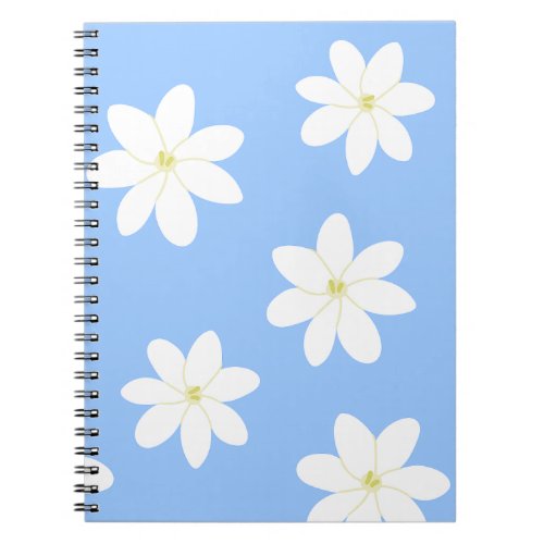 Big White Flowers on a Blue Background  Notebook