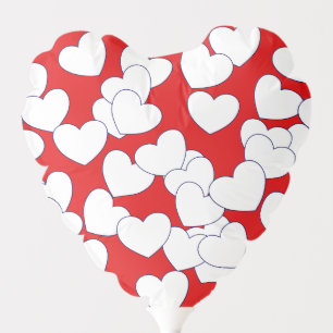 Big White Hearts On Striking Red Balloon