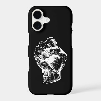 Big White Linocut-style Fist Illustration iPhone 17 Case