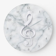 big white music clef design on marble