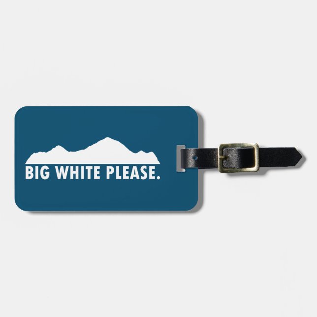 Big White Please Luggage Tag (Front Horizontal)