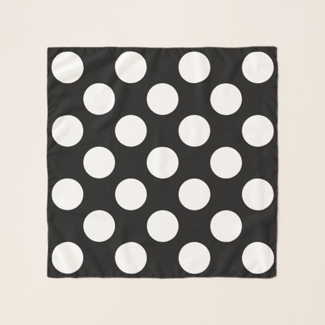 Big White Polka Dots on Black Jockey Silks Scarf (Front)