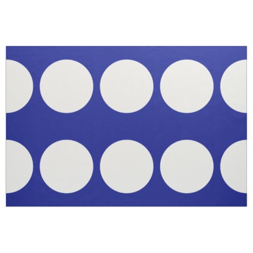 Big White Polka Dots on Blue Geometric Fabric