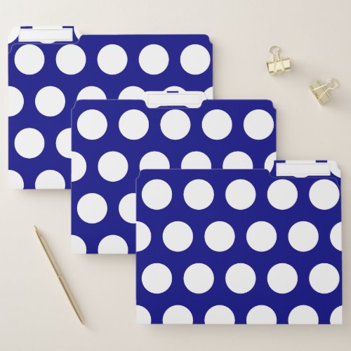 Big White Polka Dots on Navy Blue File Folder