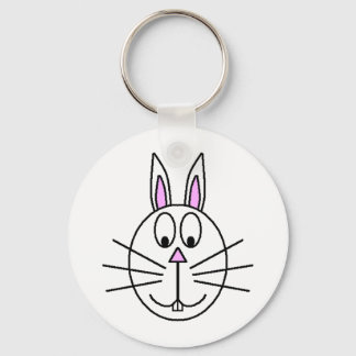 Big White Rabbit cartoon drawing Keychain