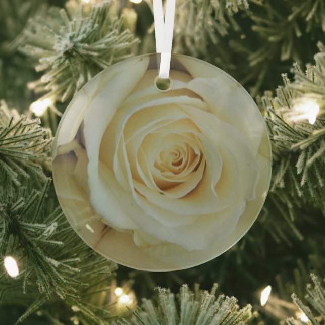 Big white rose  glass ornament (Insitu)