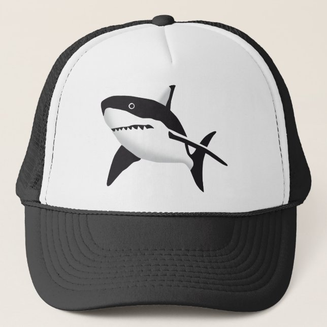 big white shark trucker hat (Front)