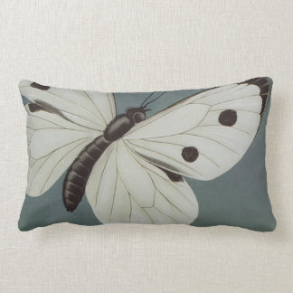 Big White/Turquoise Butterfly Blue Lumbar Pillow