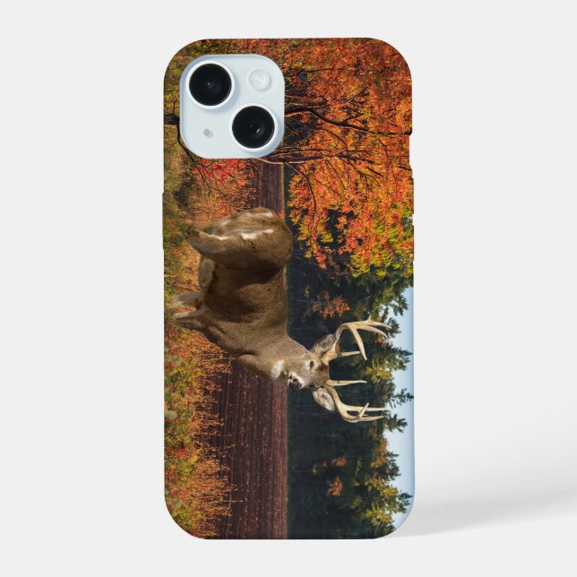 Big Whitetail Buck Strikes a Pose iPhone 15 Case (Back)
