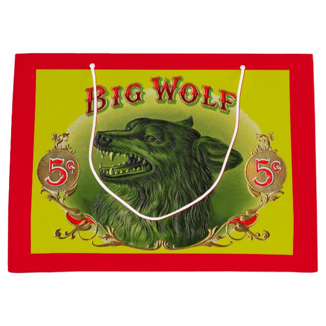 Big Wolf cigar label Large Gift Bag (Front)