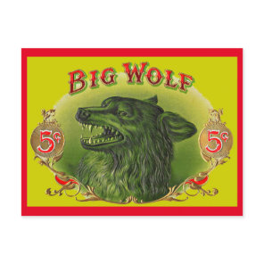 Big Wolf cigar label Postcard