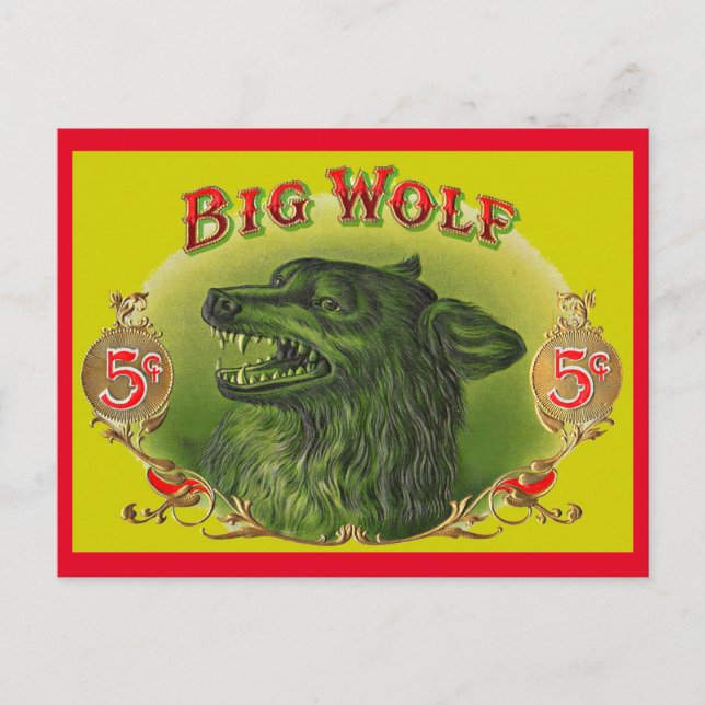 Big Wolf cigar label Postcard (Front)