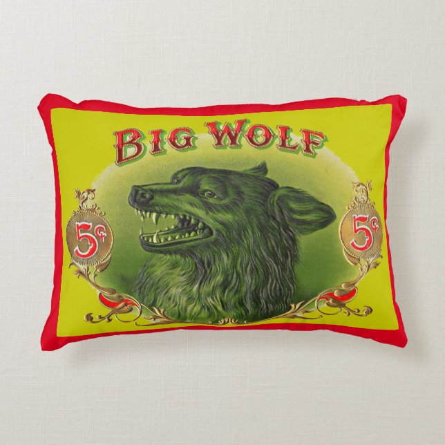 Big Wolf cigar label print Accent Pillow (Front)