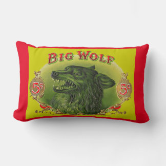 Big Wolf cigar label print Lumbar Pillow