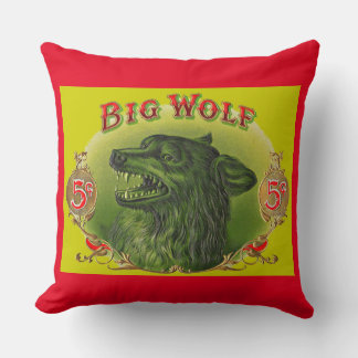 Big Wolf cigar label print Throw Pillow