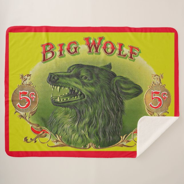 Big Wolf cigar label Sherpa Blanket (Front (Horizontal))