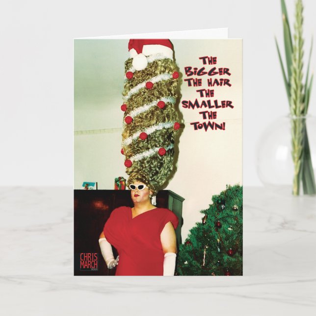 Big Xmas Hair Humor Holiday Card (Front)