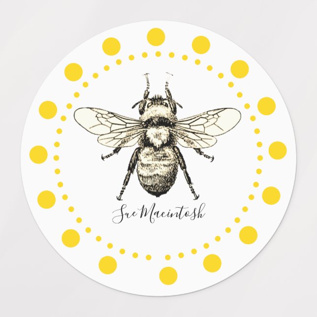 Big Yellow Bee Labels (Design 1)