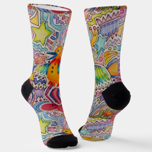 Big Yellow Bird Socks (Angled)
