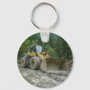Big Yellow Bulldozer Tractor Heavy Equipment Keychain