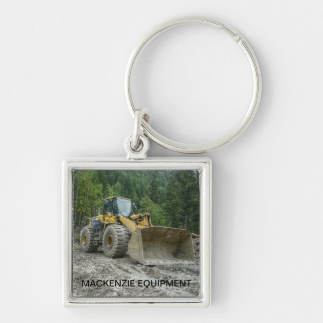 Big Yellow Bulldozer Tractor Heavy Equipment Keychain (Front)
