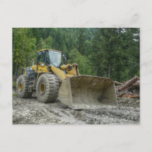 Big Yellow Bulldozer Tractor Heavy Equipment Postcard