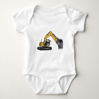 Big Yellow Excavator Baby Bodysuit