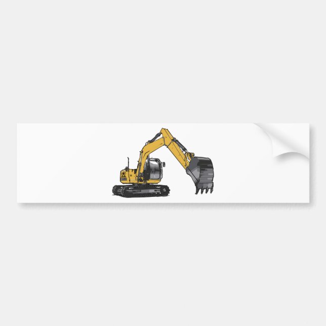Big Yellow Excavator Bumper Sticker (Front)