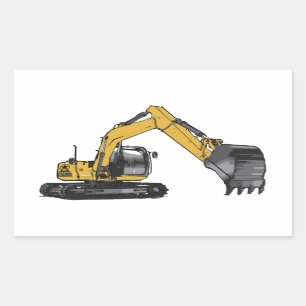 Big Yellow Excavator Rectangular Sticker