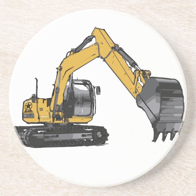 Big Yellow Excavator Sandstone Coaster (Front)