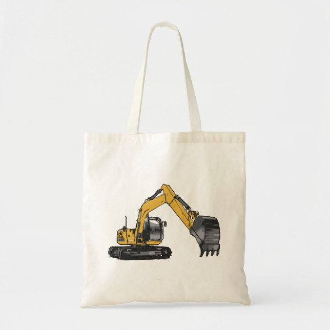 Big Yellow Excavator Tote Bag (Front)
