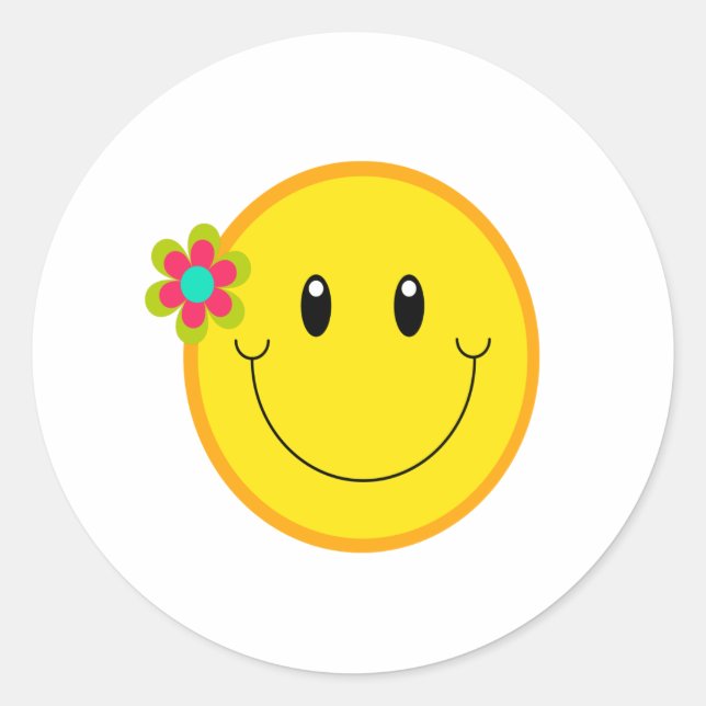 Big Yellow Face Classic Round Sticker (Front)