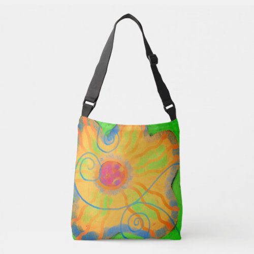 Big Yellow Flower Abstract Art Crossbody Bag