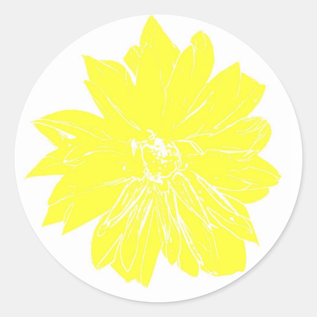 Big yellow flower classic round sticker (Front)