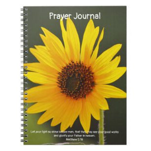 Big Yellow Flower Sunflower Bible Verse Prayer Notebook