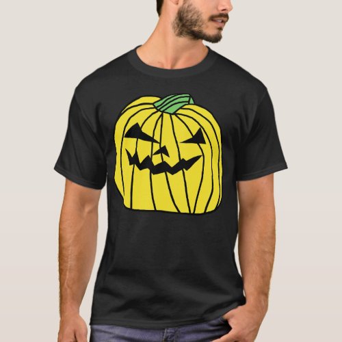 Big Yellow Halloween Horror Pumpkin T_Shirt
